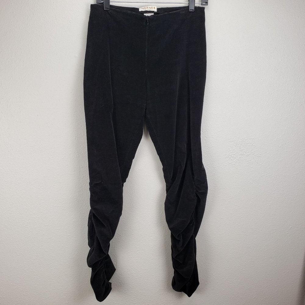 Cyrus Nazari Women's Size 3/4 High Waisted Ribbed‎ Black Pants Scrunch Ankle